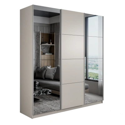 Прайм 3-х дверный (Зеркало, ЛДСП) (Кашемир 1800х2300х570 Прайм 3х Серебро профиль)